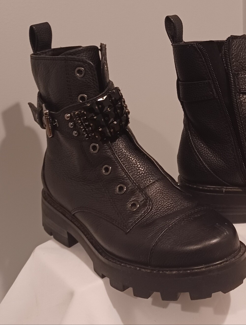 Karl Lagerfeld Black Studded Combat Boots